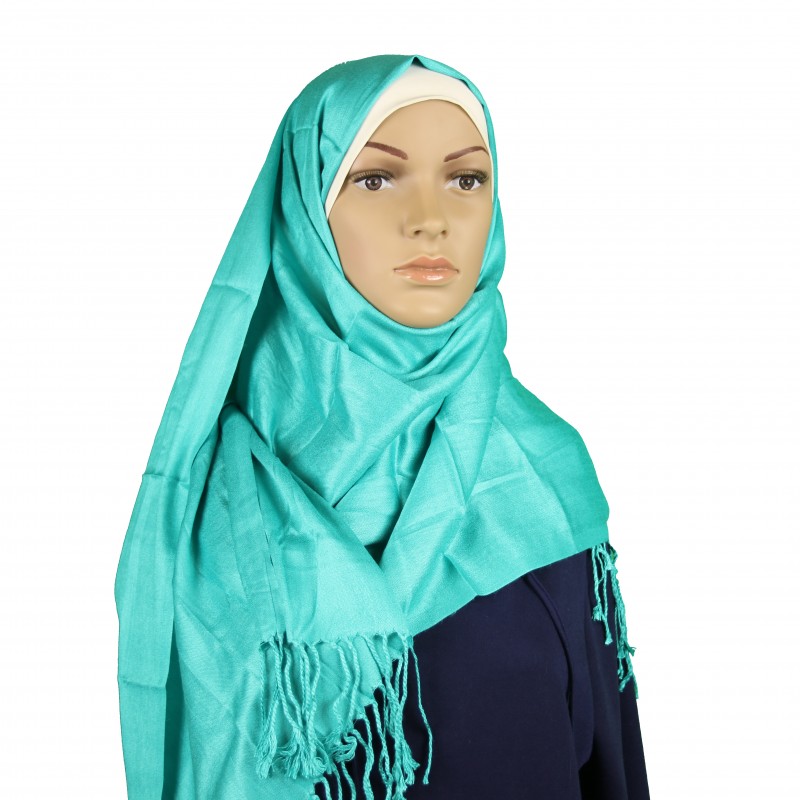 Aqua Satin Pashmina Hijab