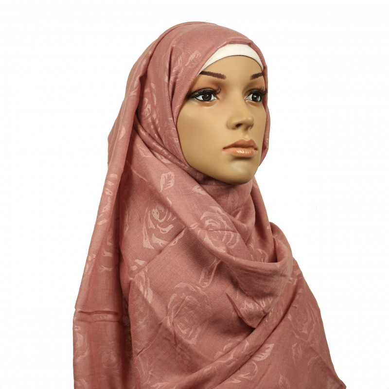Dusty Pink Rose Embossed Hijab