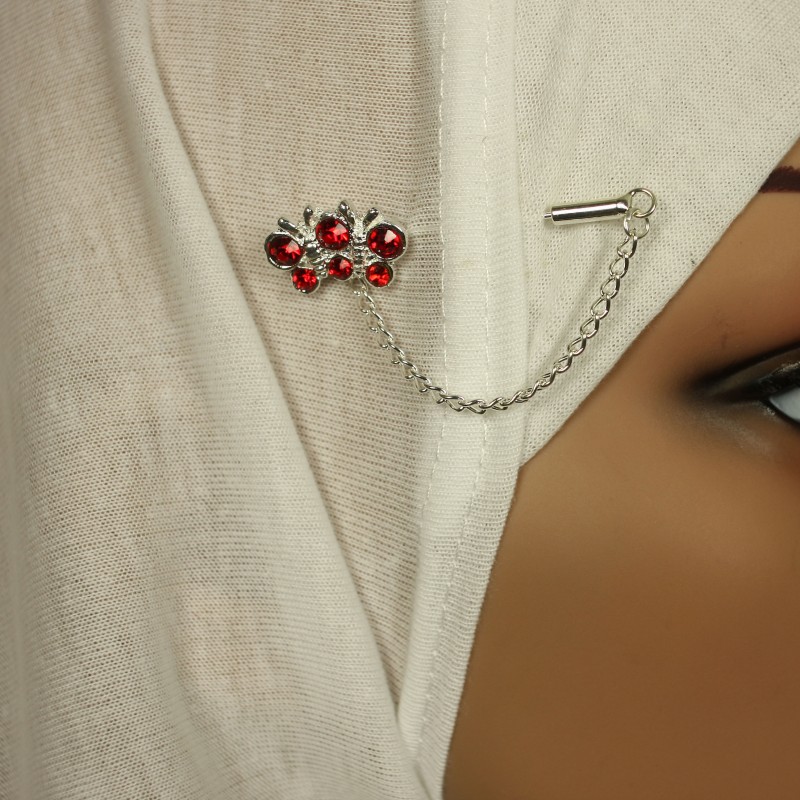 Butterfly Red Hijab Pin