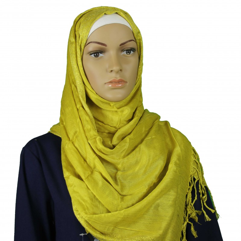 Yellow Gold Shimmer Print Hijab Clearance