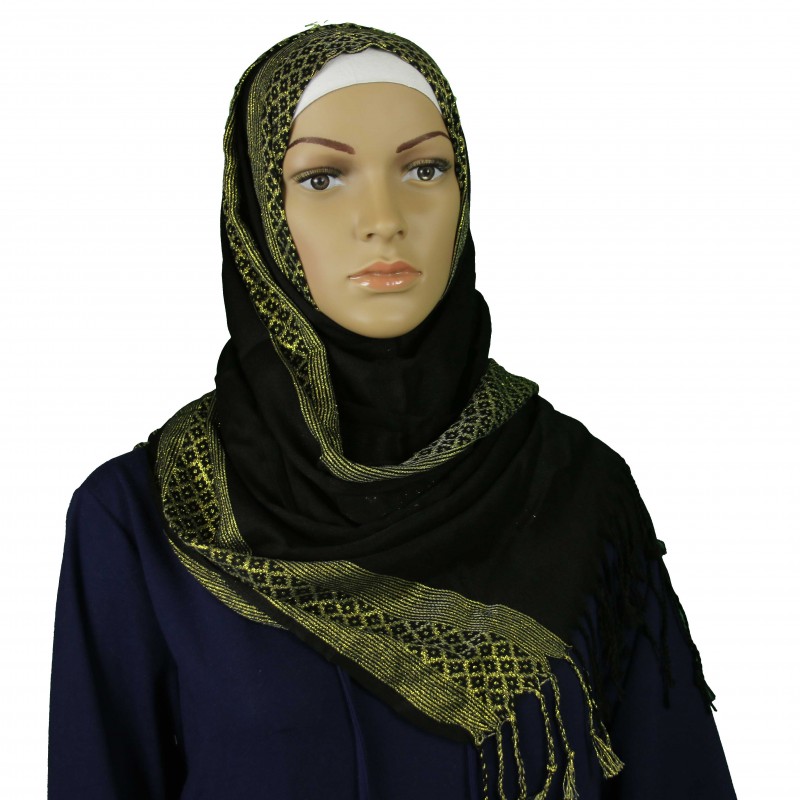 Black Gold Shimmer Print Hijab