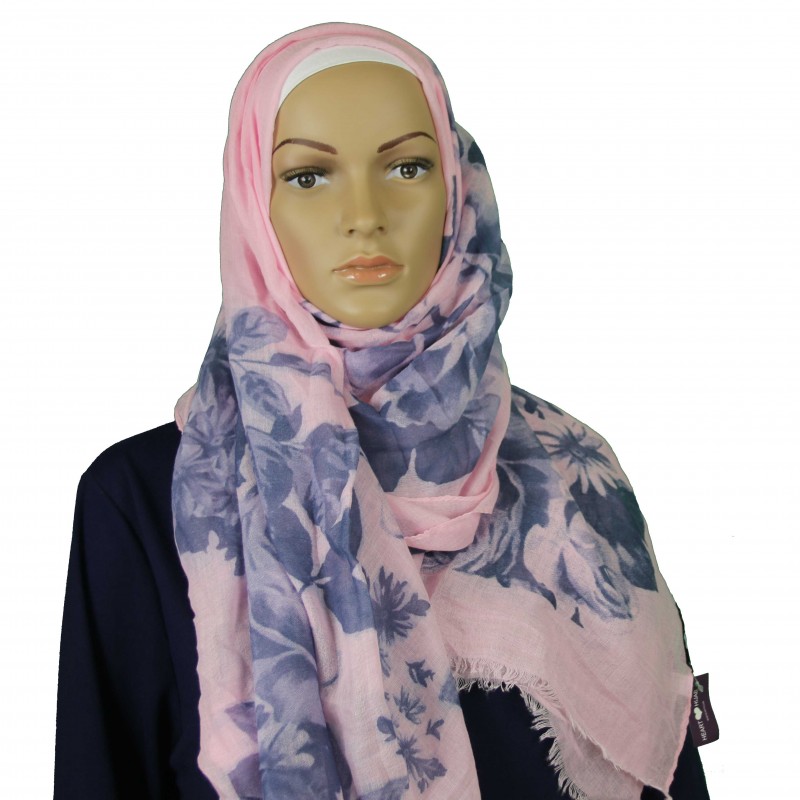 Pink Screened Rose Hijab