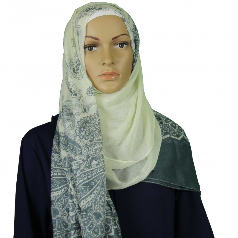 Grey Classic Paisley Hijab