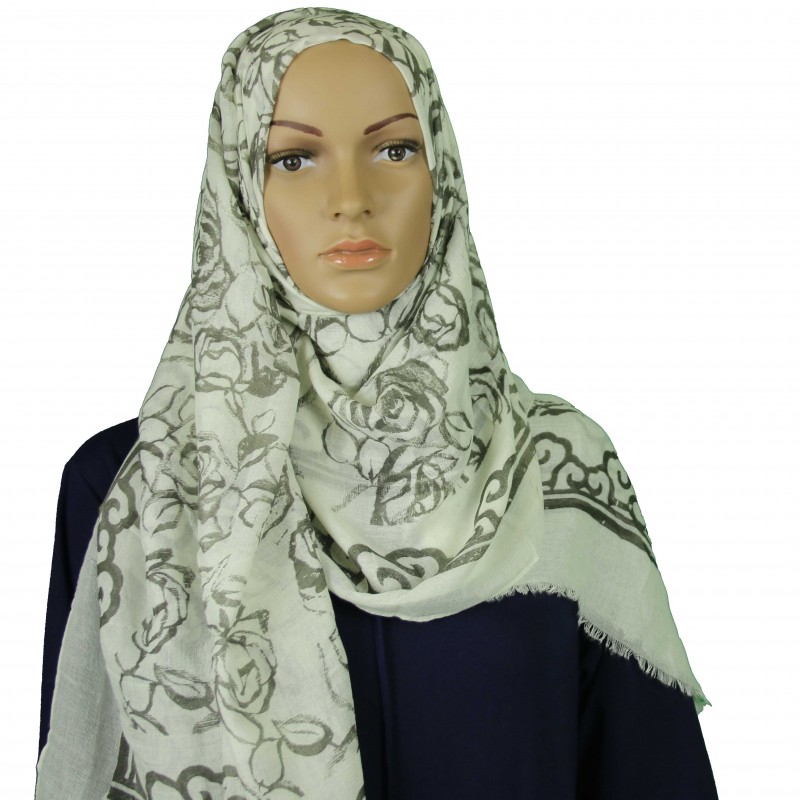 Grey Rose Trellis Hijab