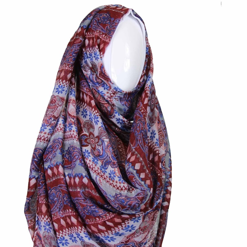 Maroon Native Print Hijab