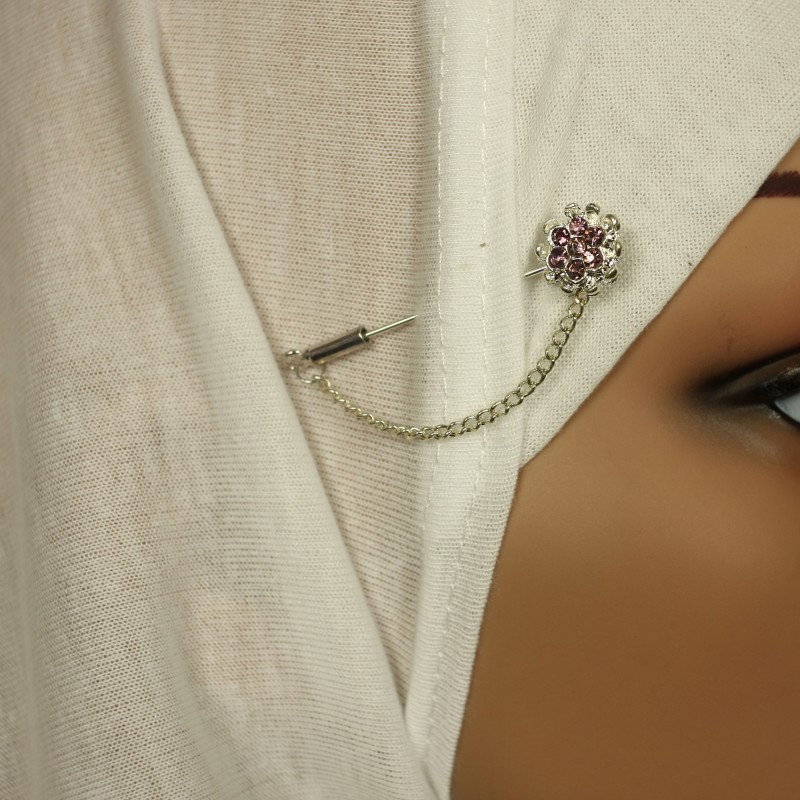 Metal Petal Purple Hijab Pin