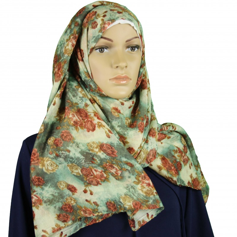 Green Antique Rose Hijab