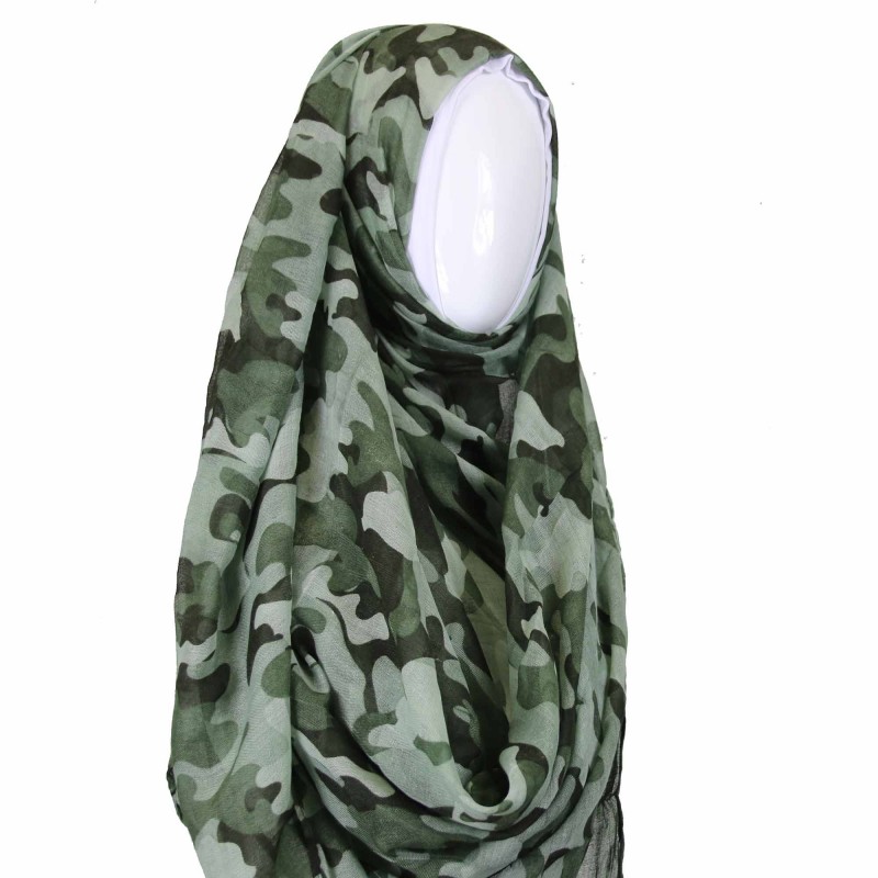 Urban Green Camouflage Print Hijab