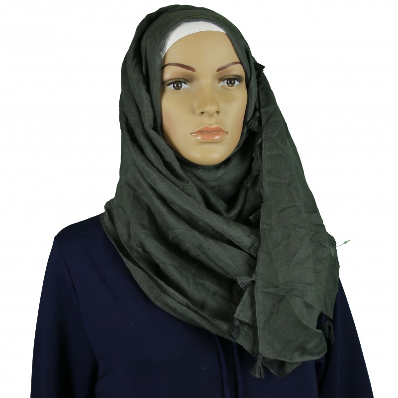 Dark Grey Tassel Hijab