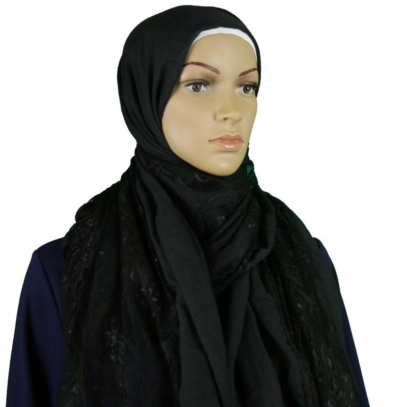 Black Extra Lace Hijab
