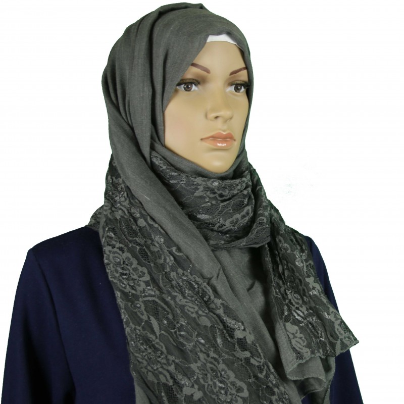 Grey Extra Lace Hijab