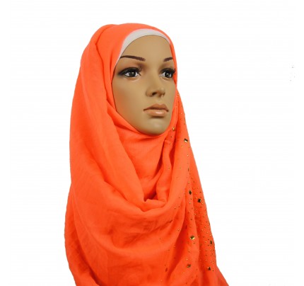 Peach Galaxy Studded Hijab Clearance