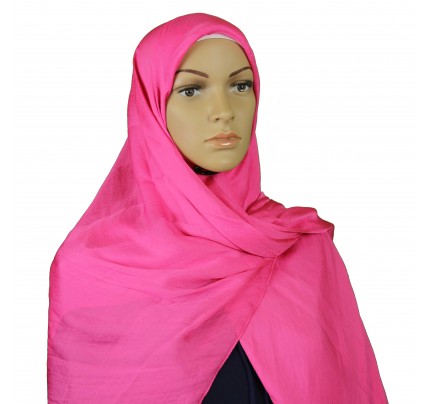 Hot Pink Silk Maxi Square Hijab Clearance