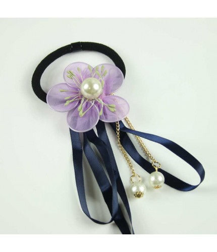 Navy Daisy ribbon hairband