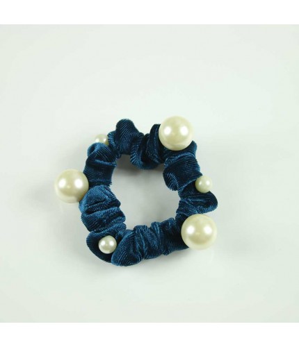 Teal Pearl Scrunchy