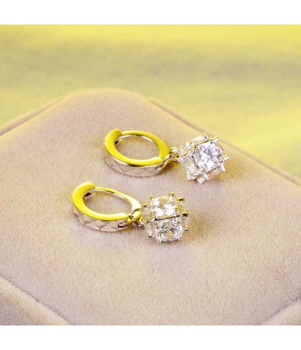 Crystal Square Drop Polished Earrings