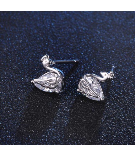 Swan Stud Polished Earrings