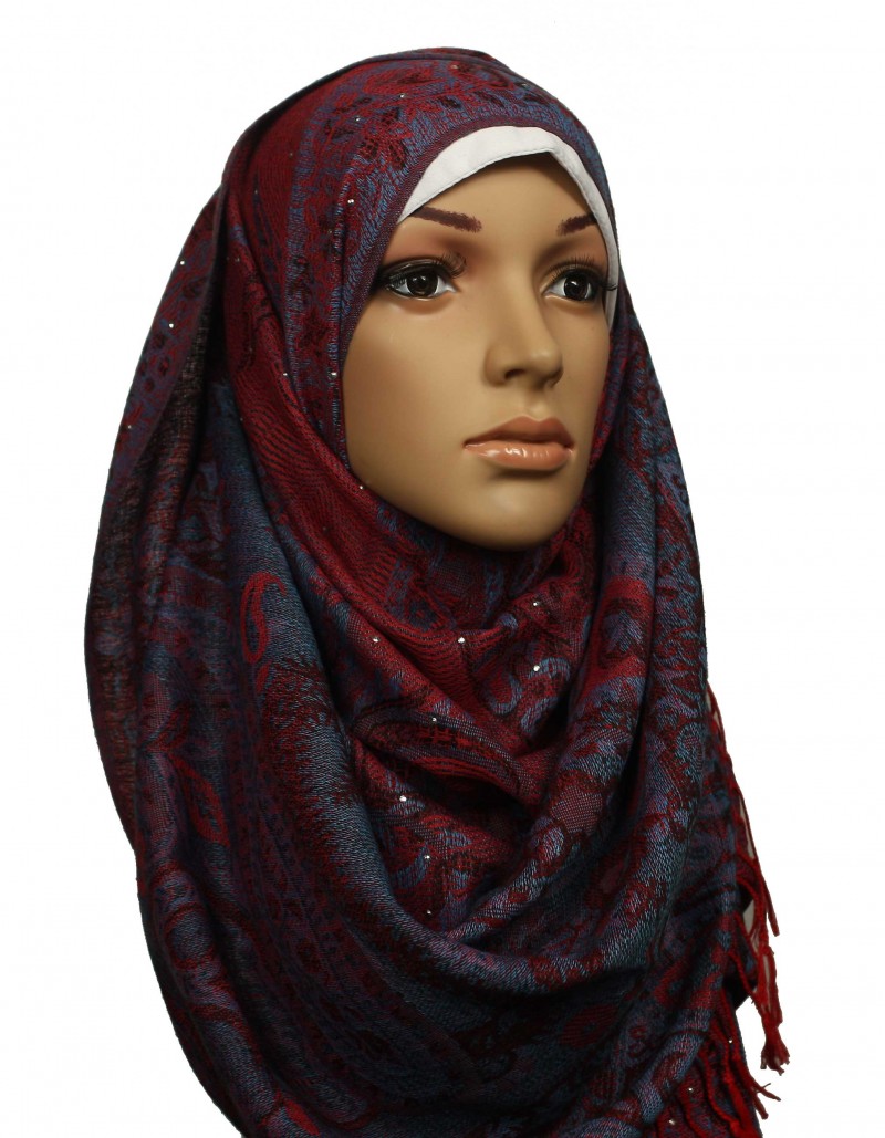 Pashmina Diamante Maroon