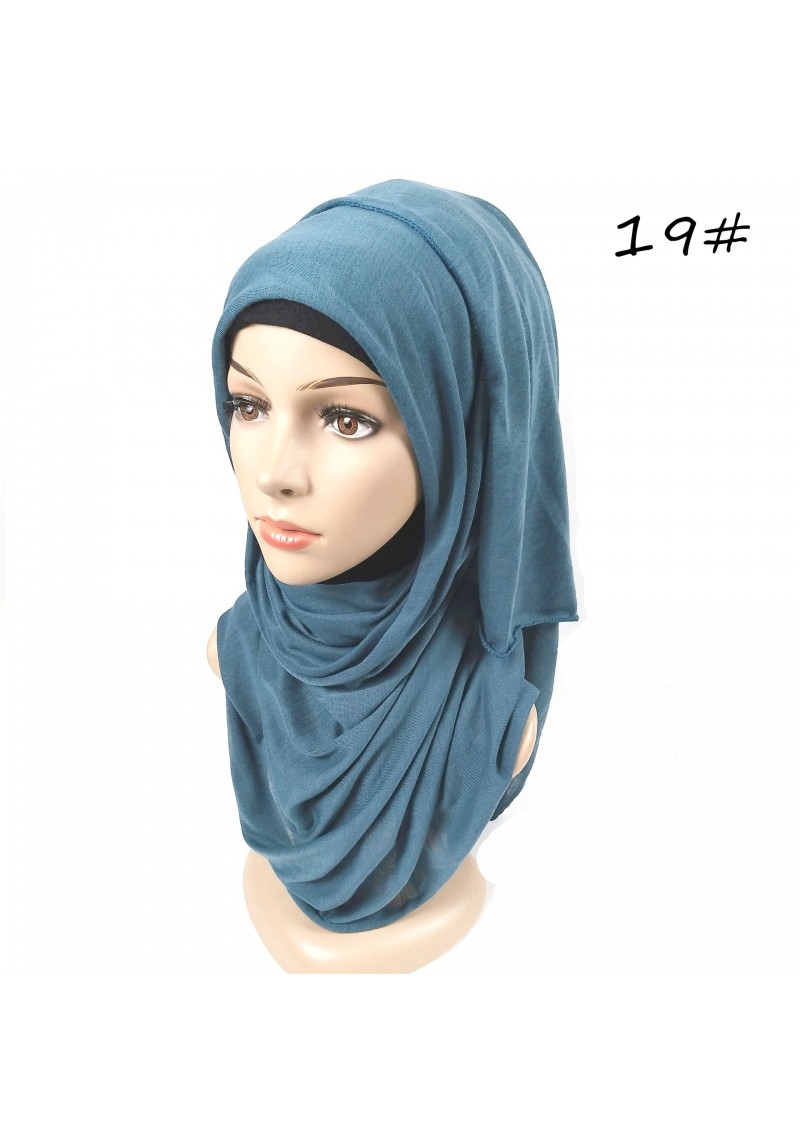 Teal Blue Hemp Jersey Knit Hijab 