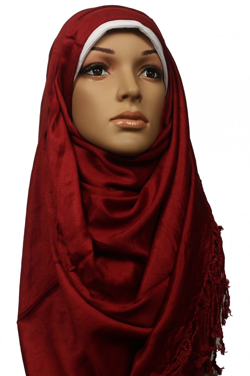 Wine Red Plain Satin Hijab
