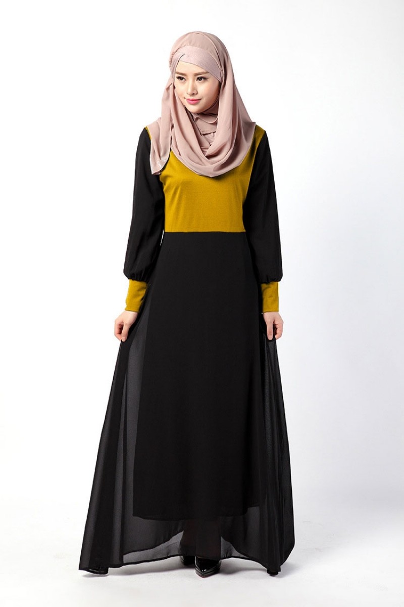 Orange Chiffon Knitted Abaya M 