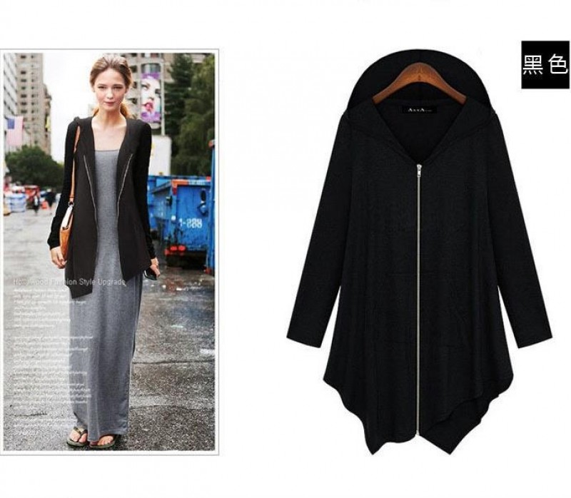 Black Hooded Zipper Cardi XXLarge