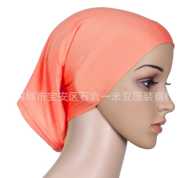 Orange Mercerised Cotton Tube Hijab Cap 
