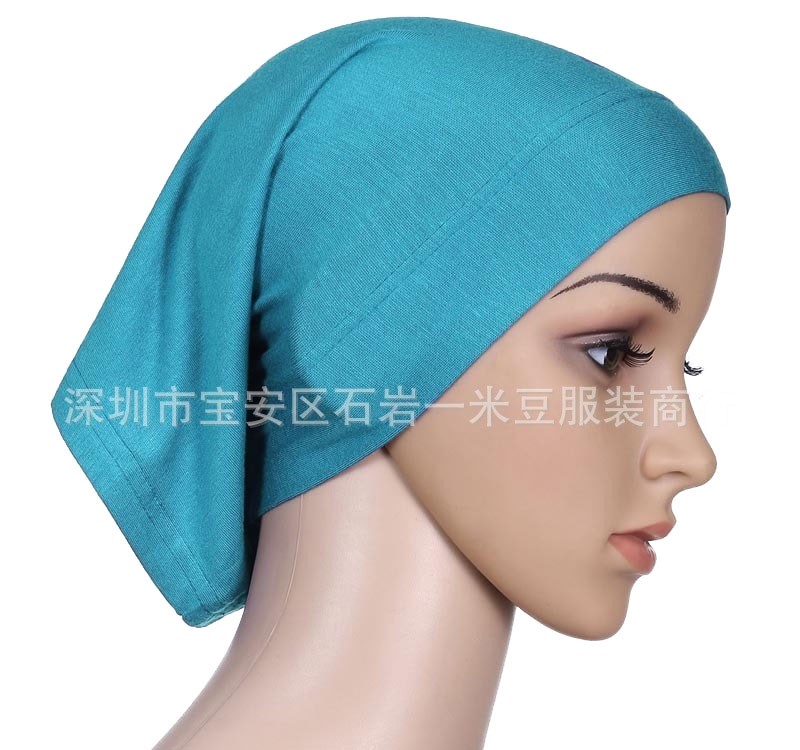 Lake Blue Mercerised Cotton Tube Hijab Cap 