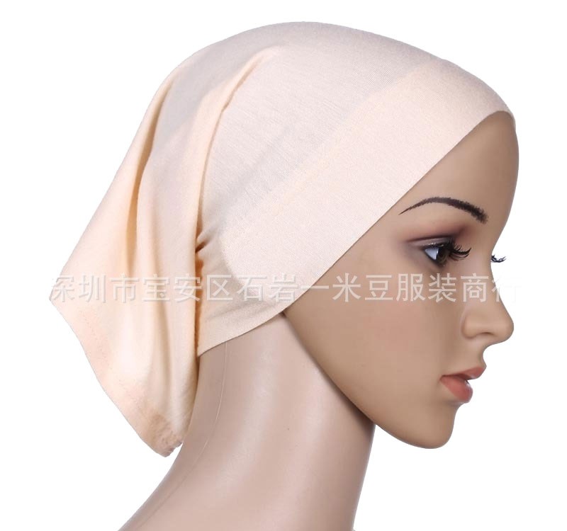 Beige Mercerised Cotton Tube Hijab Cap 