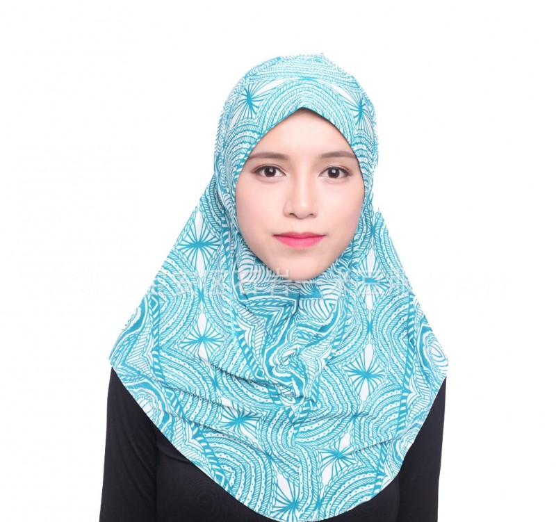 green pattern 72cm One Piece Ready Hijab 
