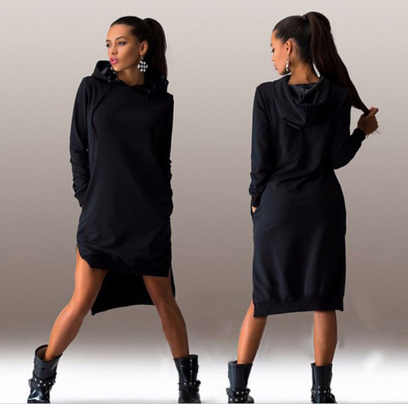 Black Low Back Hoody Tunic  Xlarge