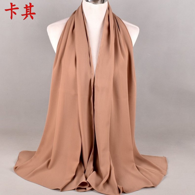 khaki Premium Textured Pearl Chiffon Hijab