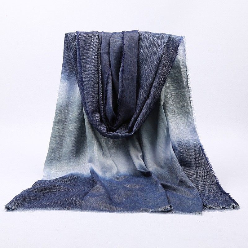 Navy Premium Blended Twill Ombre Maxi Hijab