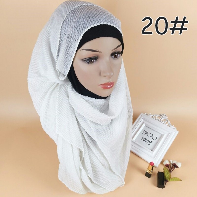 White Classic Cotton Crinkle Maxi Hijab