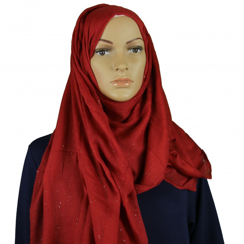 Red Glitter Hijab