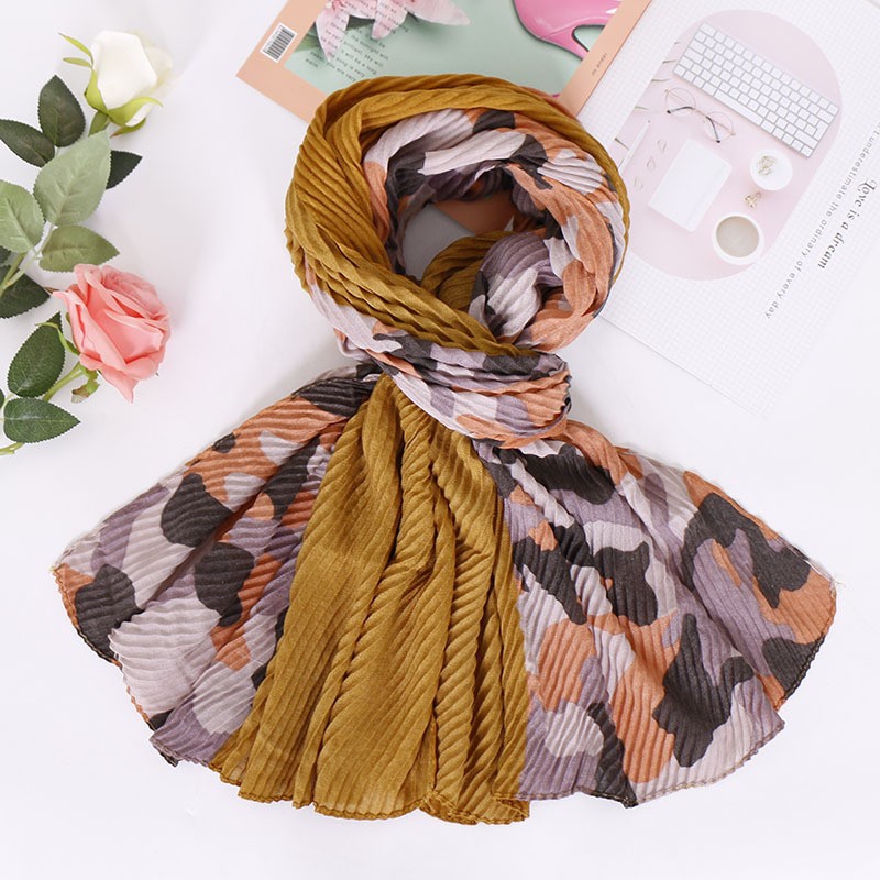 turmeric Premium Camouflage Cotton Crinkle Hijab