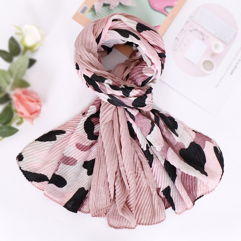 leather powder Premium Camouflage Cotton Crinkle Hijab