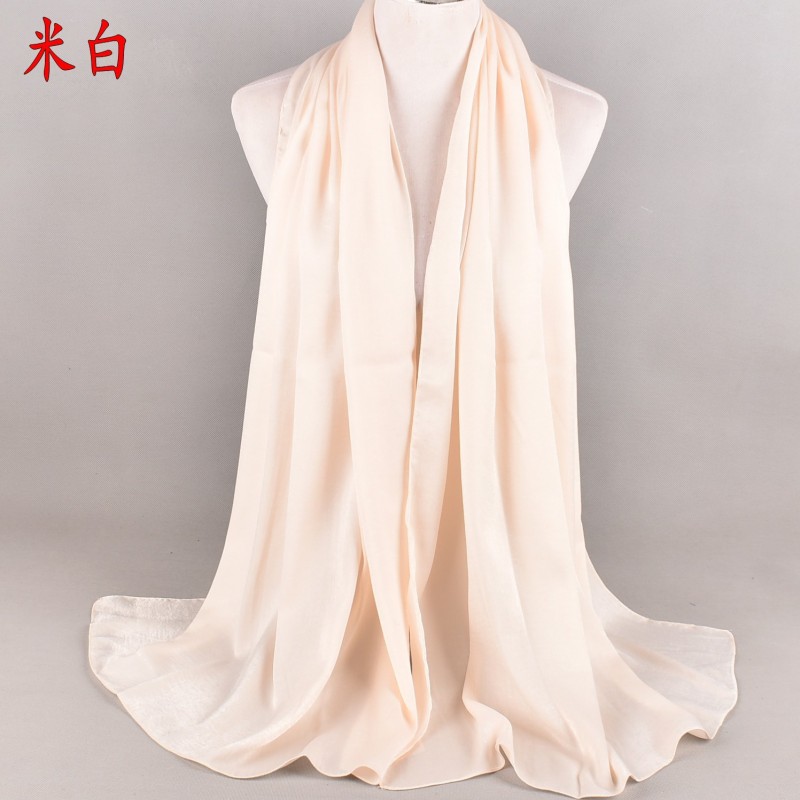 beige Premium Velvety Pearl Chiffon Maxi Hijab