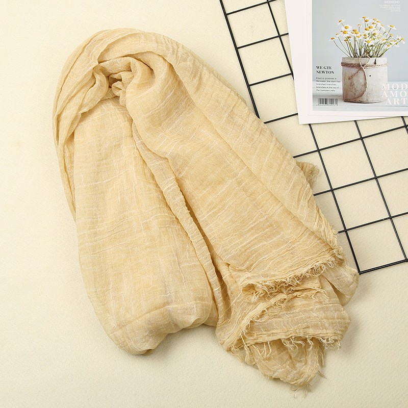 Beige Premium Cotton Crinkle Fashion Dye Maxi Hijab