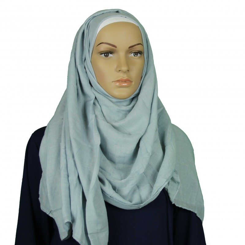 Silver Blue Cotton Linen Extra Maxi Hijab