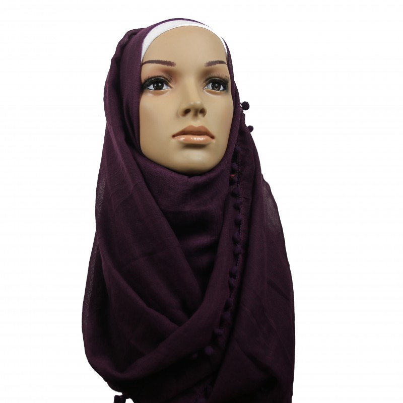 Deep Purple Pom Pom Maxi Hijab