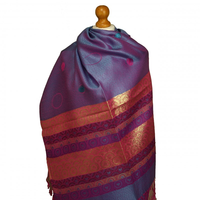 Polka Shimmer Pashmina Purple