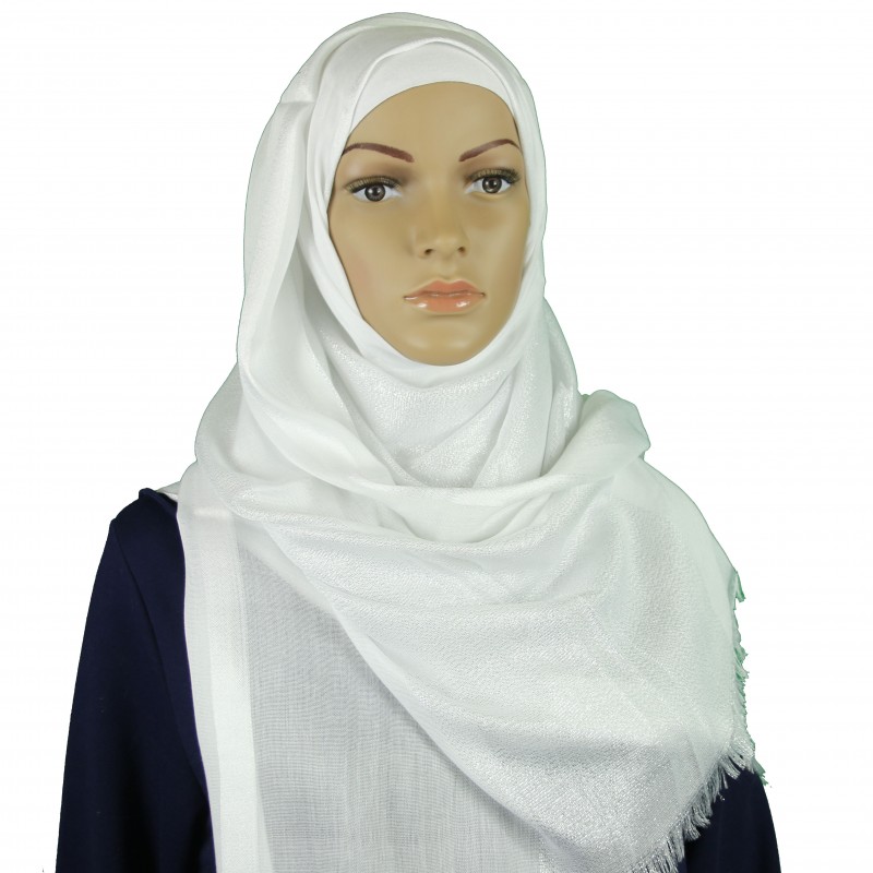 White Striped Shimmer Hijab