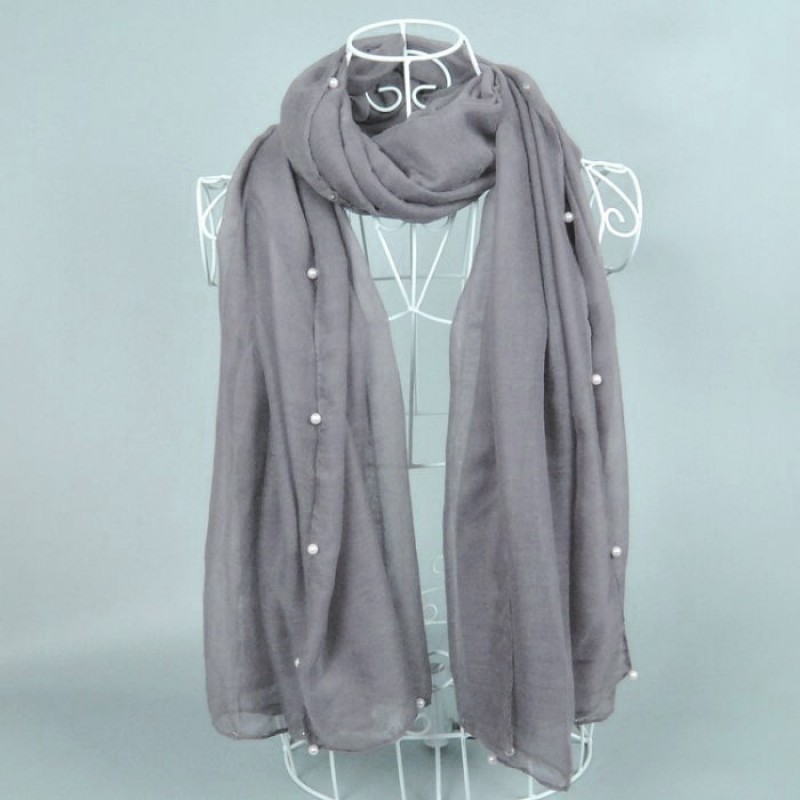 Khaki Plain Pearl Maxi Hijab