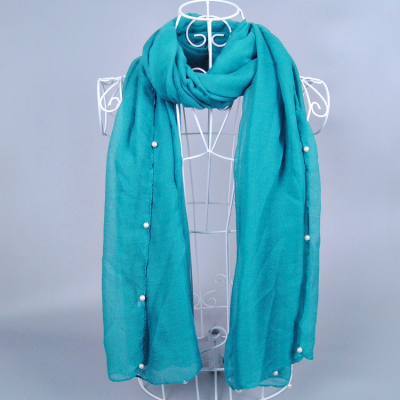 Deep Blue Plain Pearl Maxi Hijab