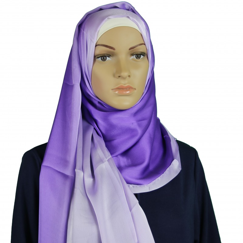 Purple & Lilac Silk Georgette Ombre Hijab