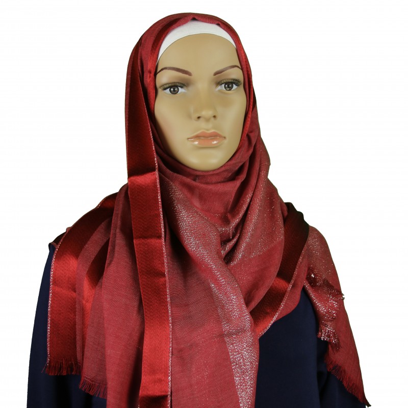 Wine Striped Shimmer Hijab