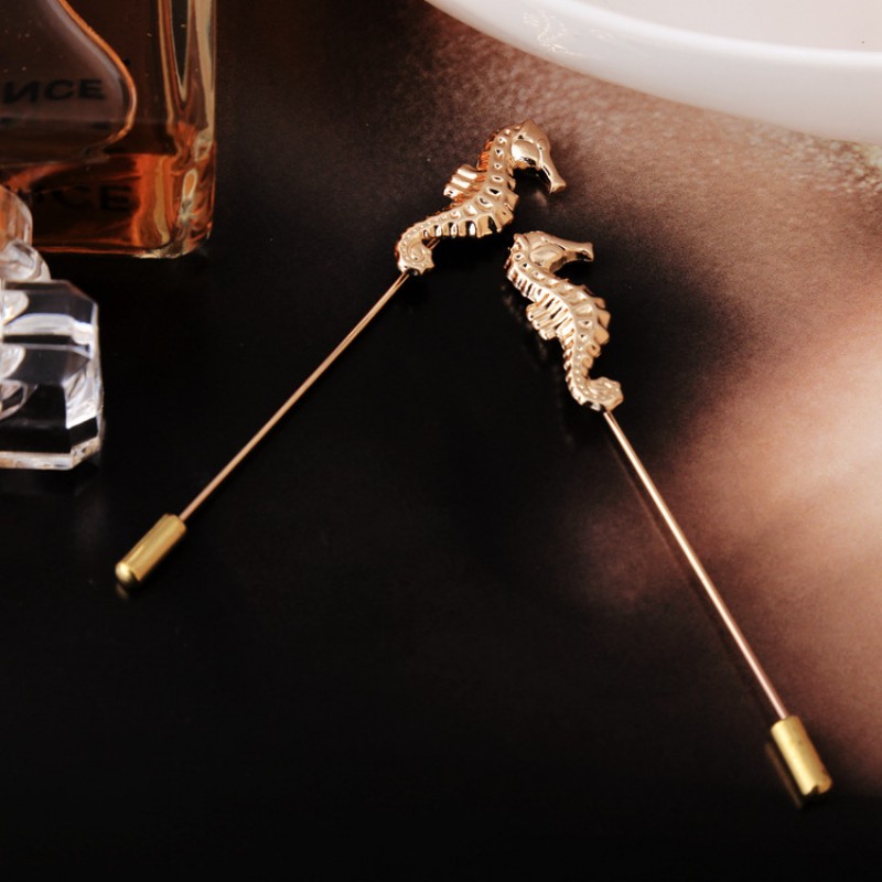 Gold Sea Horse Hijab Pin 