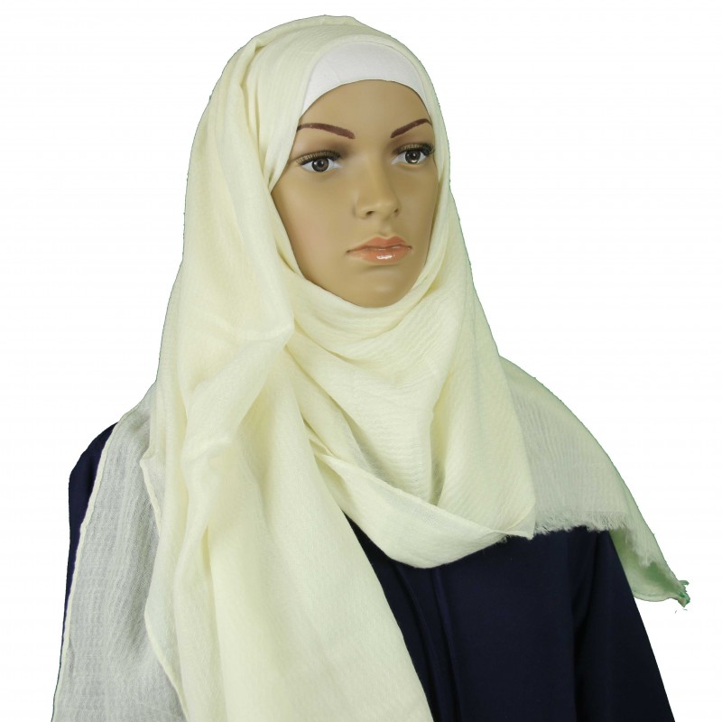 White Thick Wavy Hijab