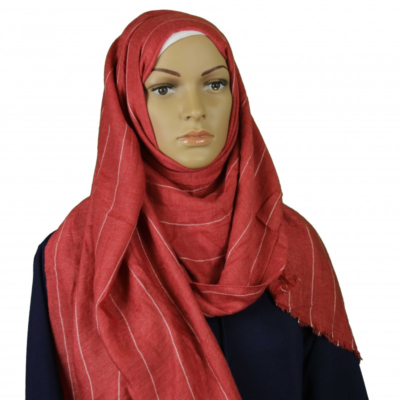 Red Striped Vogue Hijab